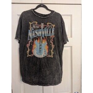 HRT & LUV Nashville "Music City" Flaming Guitar Graphic T-Shirt